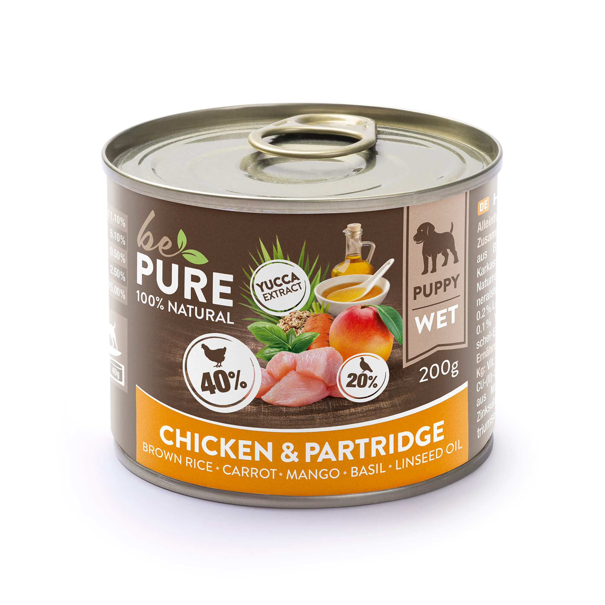 bePure Chicken & Partridge mit Huhn, Rebhuhn, Gemüse und Reis für Hunde (200g)