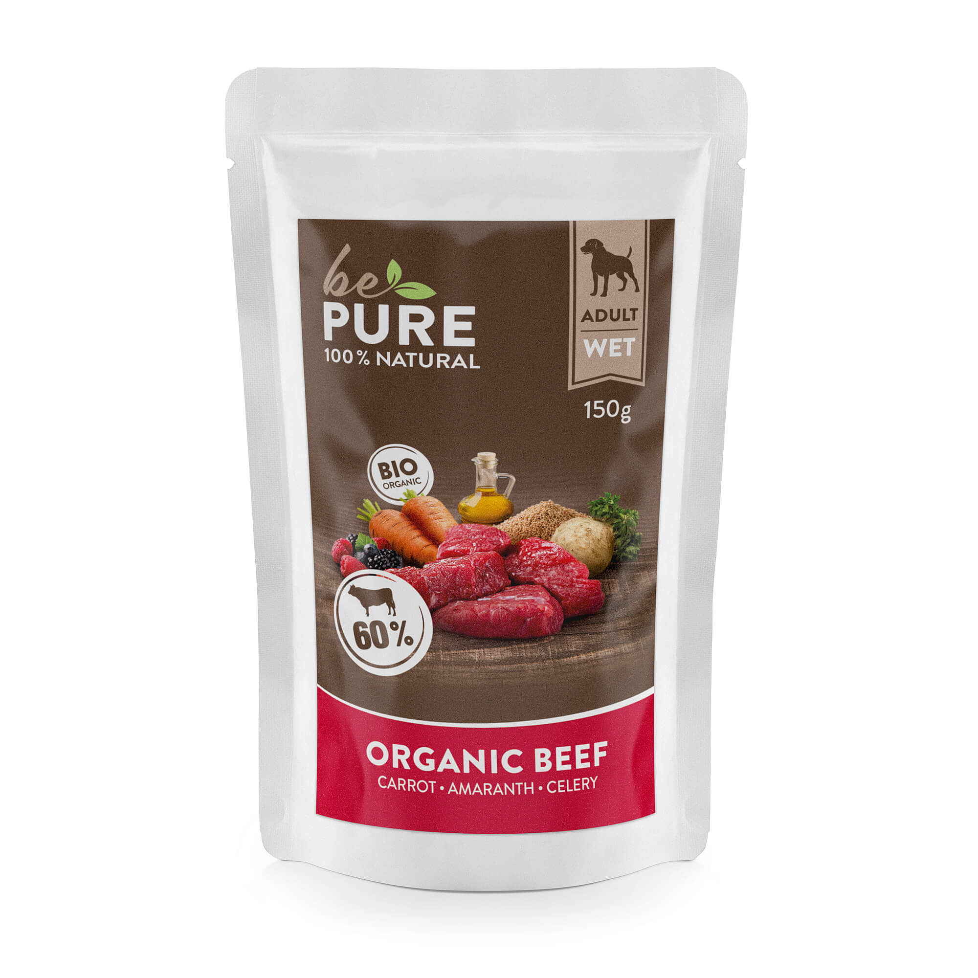 bePure Organic Beef mit Bio Rind und Gemüse für Hunde (150g)
