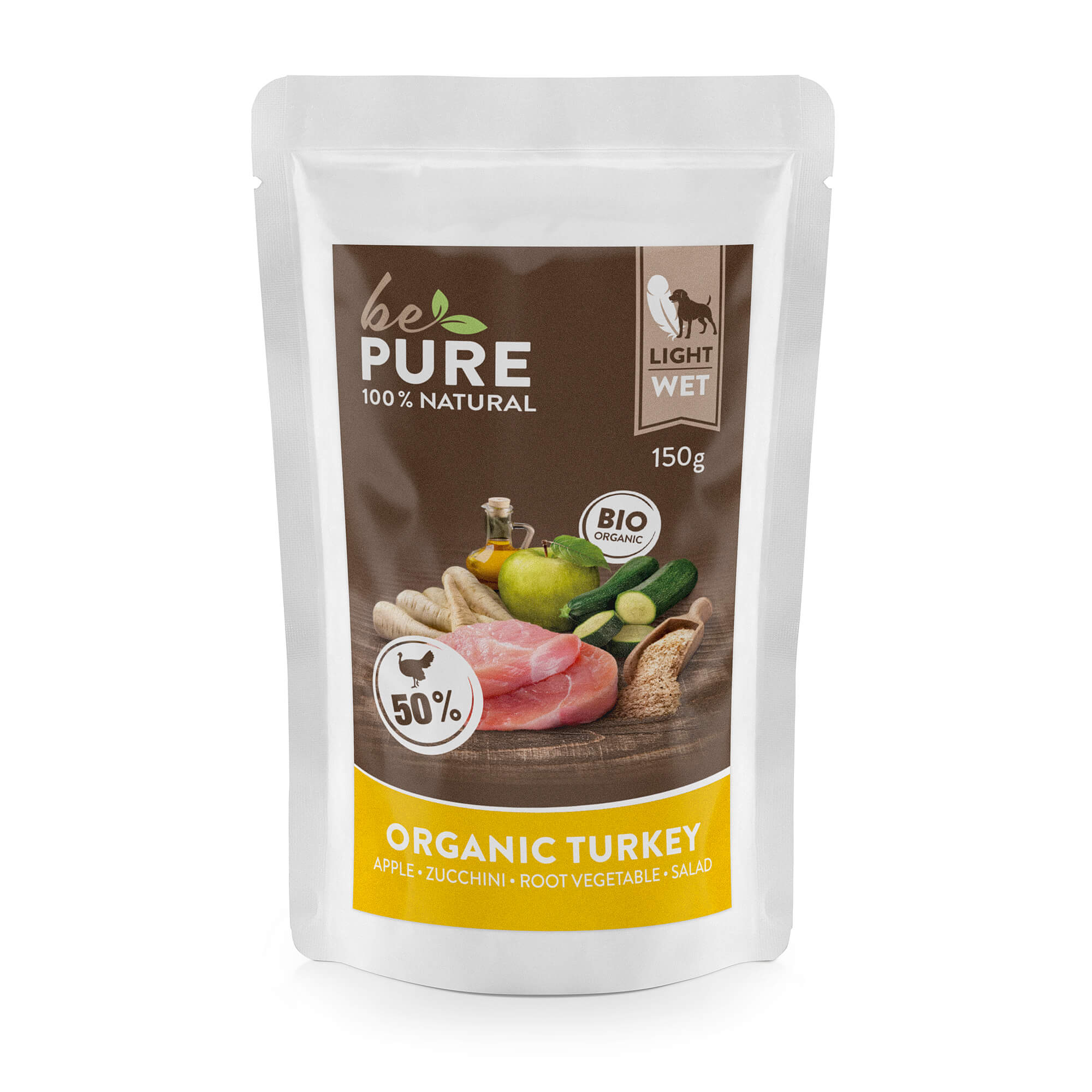 bePure Organic Turkey mit Bio Pute und Gemüse für Hunde (150g)
