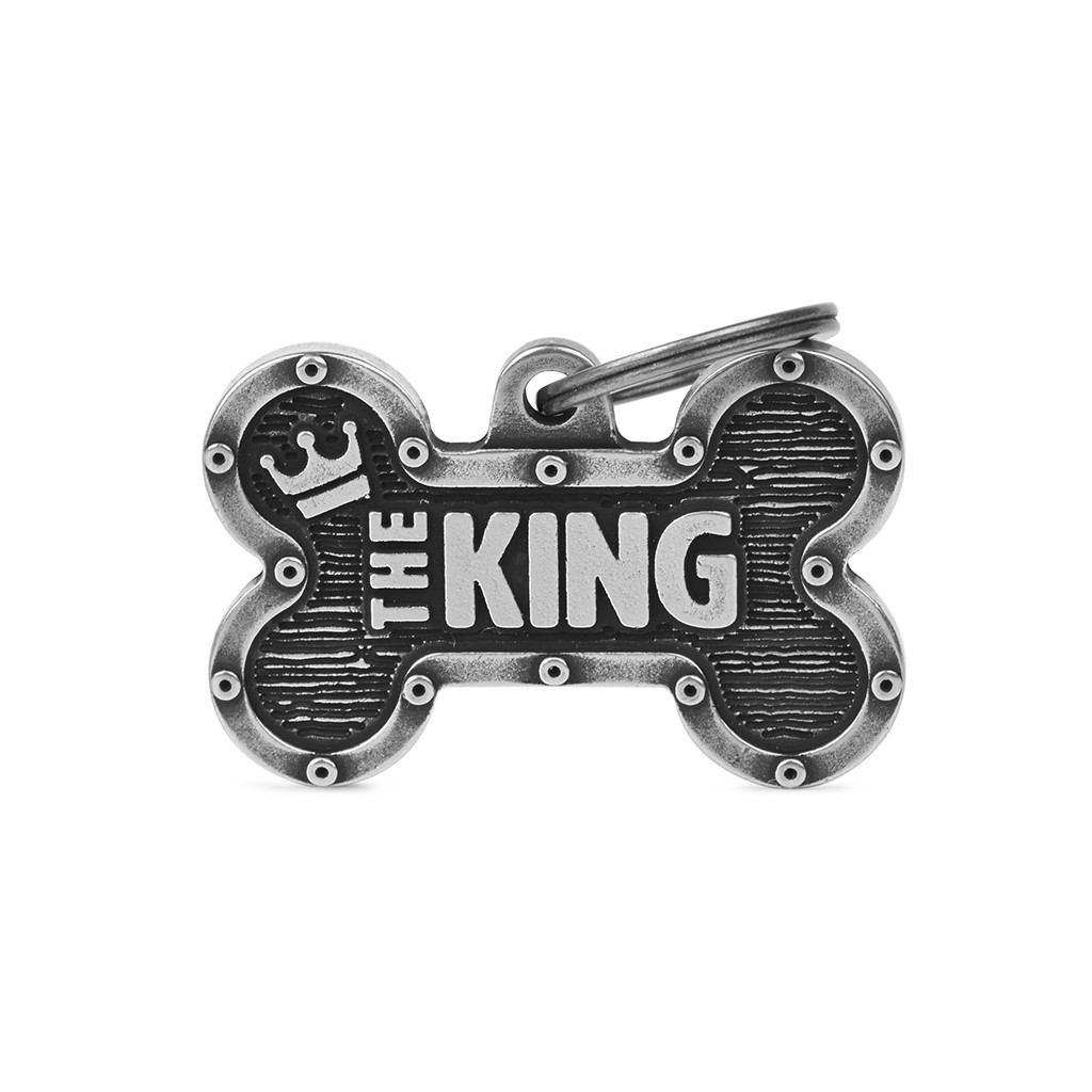 MyFamily Big Bone Bronx King ID-Tag pour chiens en argent