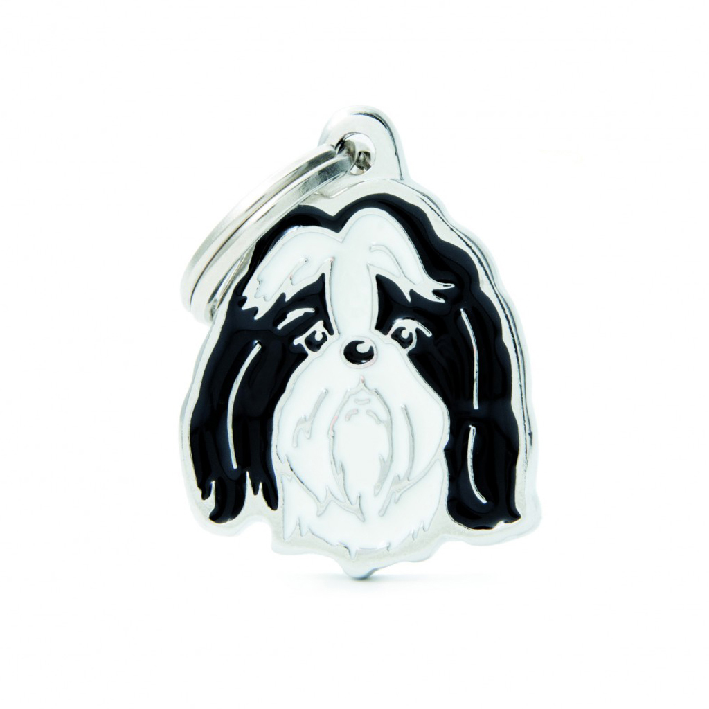 MyFamily Shih Tzu ID-Tag pour chiens en noir et blanc