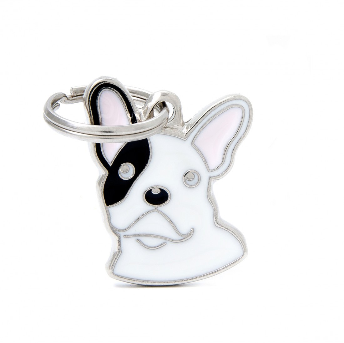 MyFamily White French Bulldog ID-Tag pour chiens en blanc