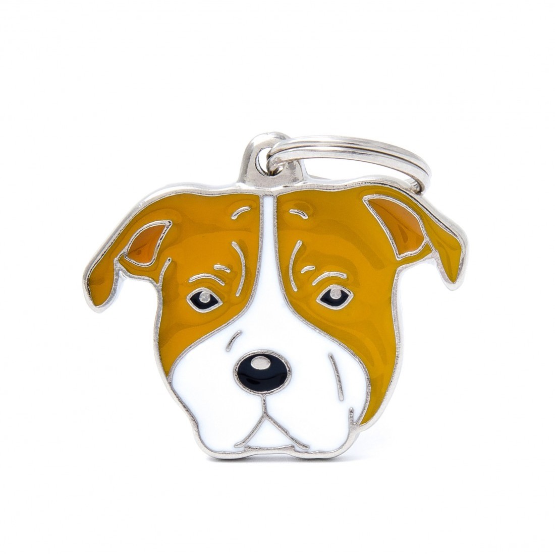 MyFamily Tag Amstaff ID pour chiens en orange et blanc