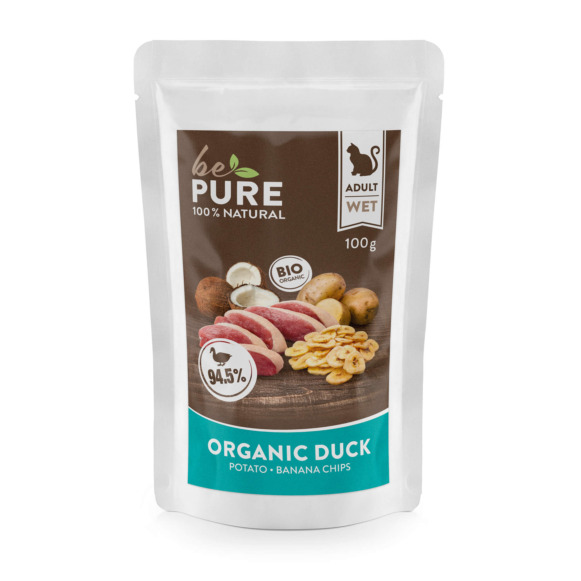bePure Organic Duck mit Bio Ente, Gemüse und Früchten für Katzen (100g)