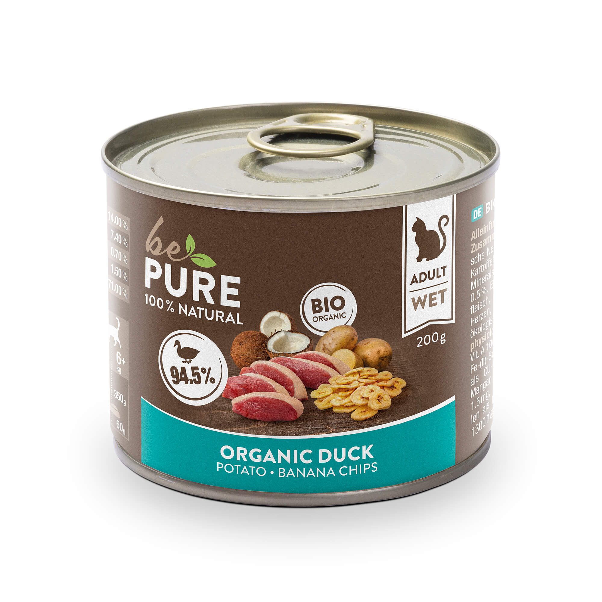 bePure Organic Duck mit Bio Ente, Früchte und Kartoffeln für Katzen (200g)