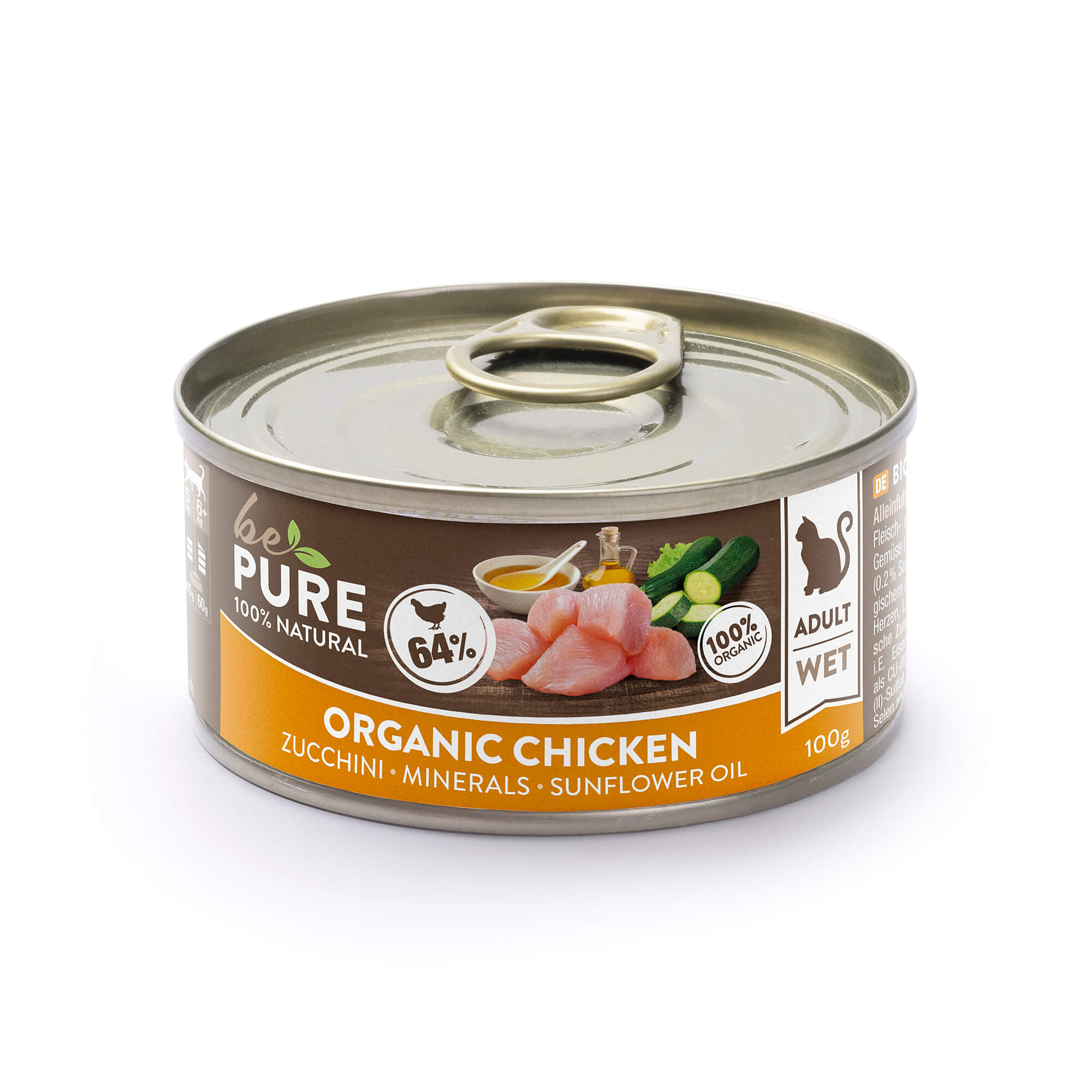 bePure Organic Chicken mit Bio Huhn und Zucchini für Katzen (100g)